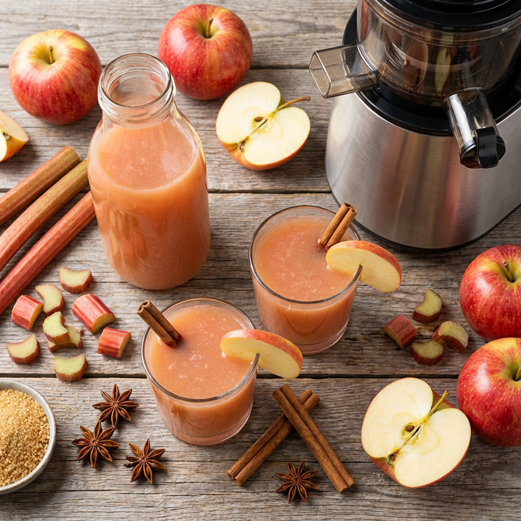 Jus de pomme, rhubarbe et cannelle