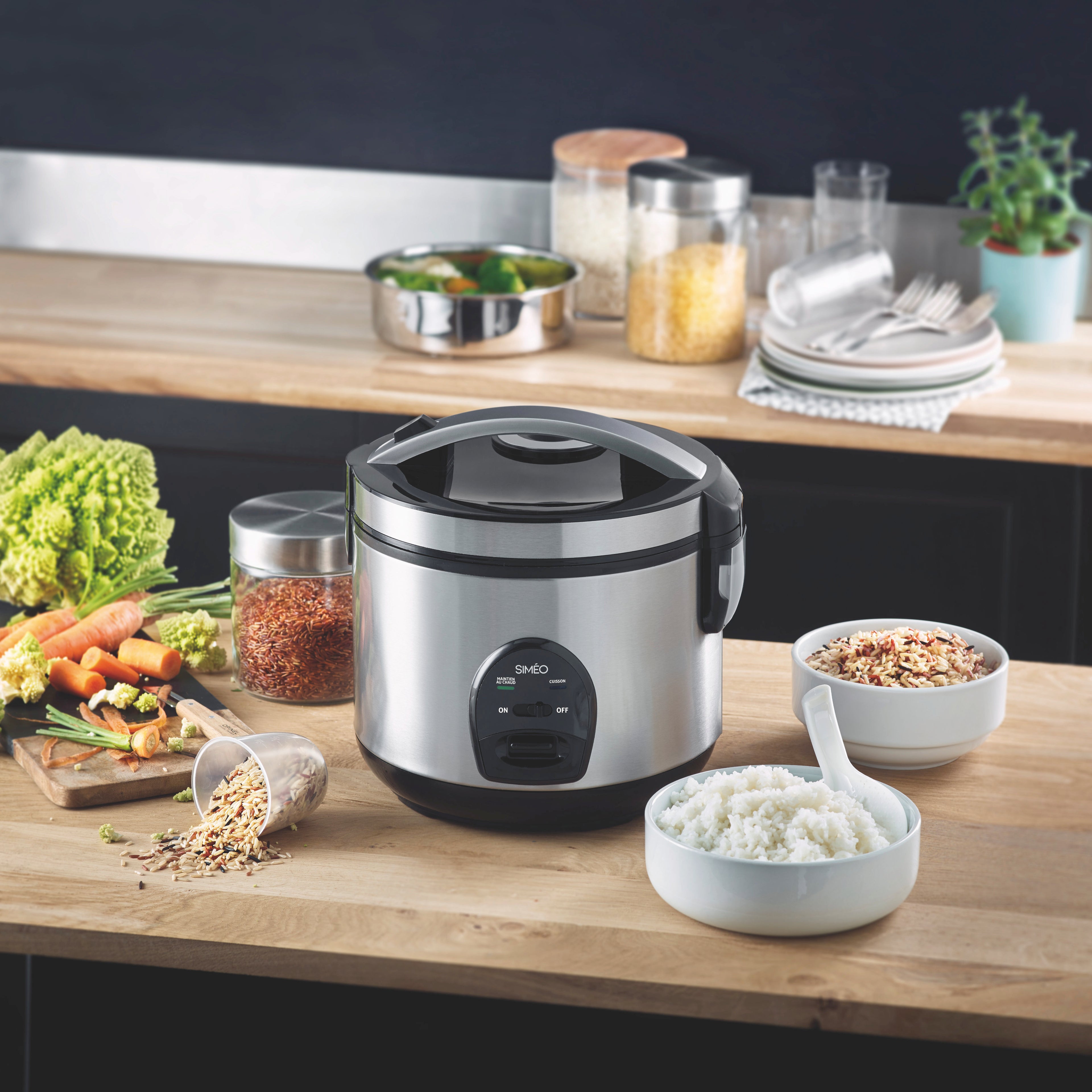 Rijstkoker met inox stoommandje