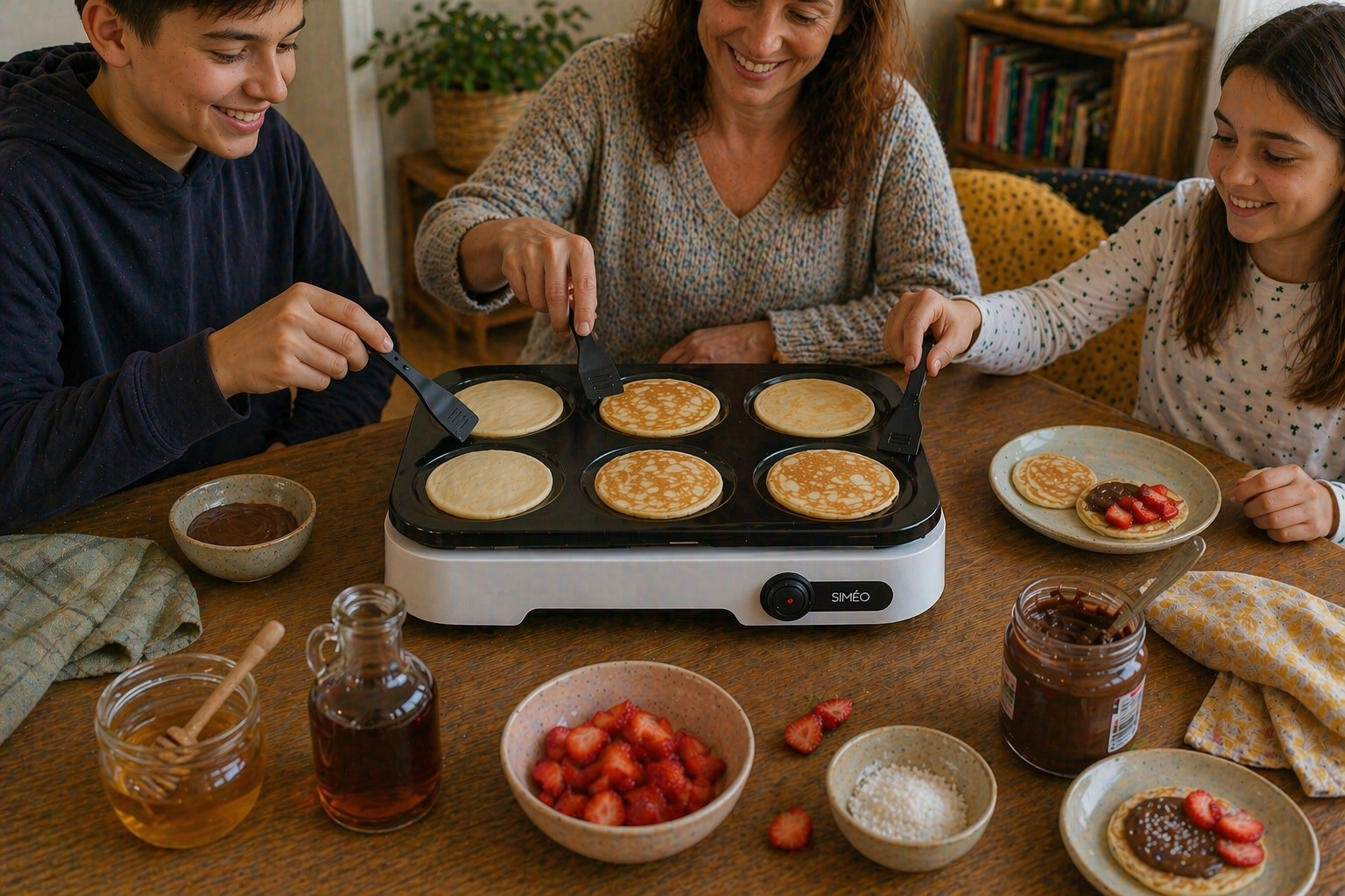 Elektrische crêpière 6 mini-pannenkoekjes